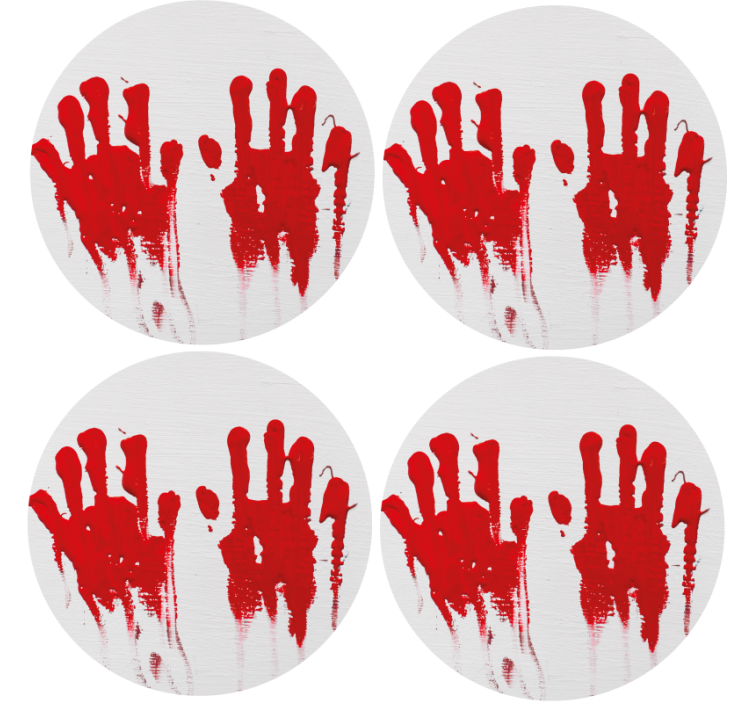 Halloween coaster red handprint design - TenStickers