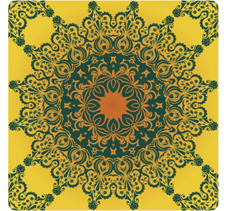Ornate yellow pattern coasters - TenStickers