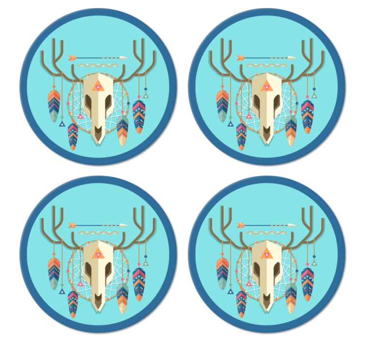Skull boho style modern coaster - TenStickers