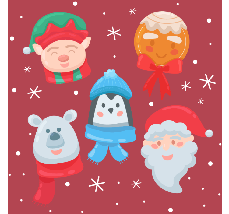 Christmas coasters festive figures set - TenStickers