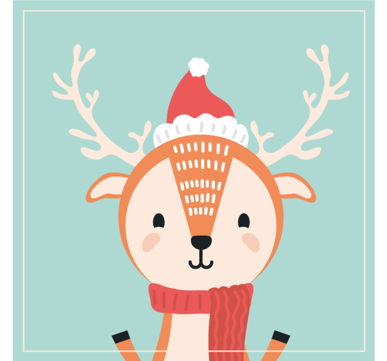 Christmas coasters featuring a festive reindeer character - TenStickers