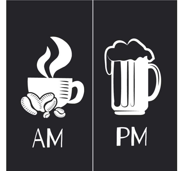 Text coasters for morning coffee evening beer - TenStickers