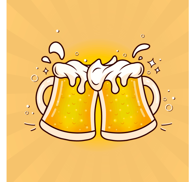 Beer mats cheers with beer mugs - TenStickers