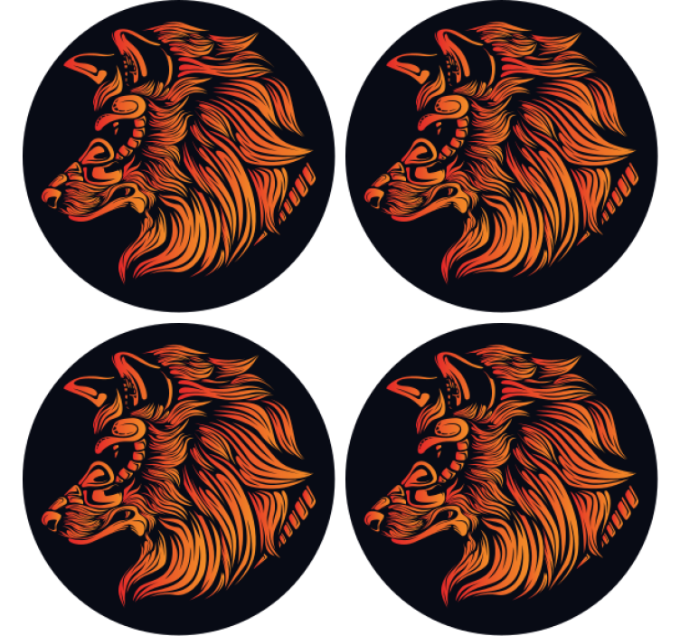 Vintage coasters fierce wolf design - TenStickers