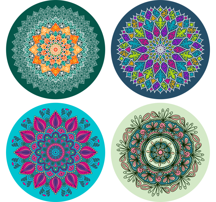 Coasters with intricate mandala designs - TenStickers