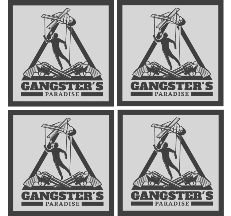 Beer mats with gangster-themed illustration - TenStickers