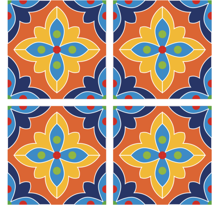 Vibrant floral illustration coasters - TenStickers