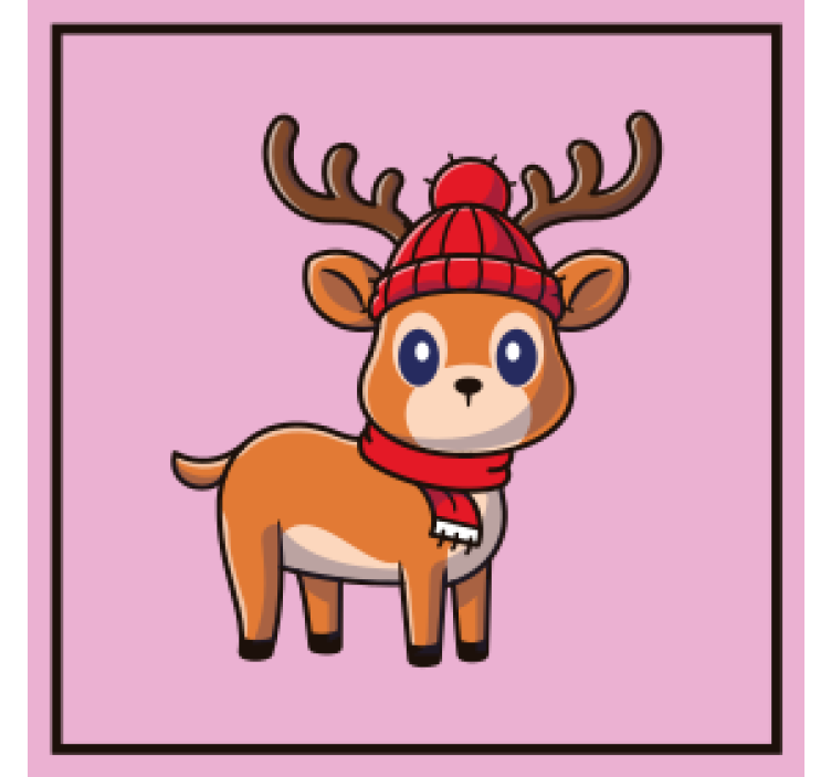 Halloween coaster cute reindeer with scarf - TenStickers