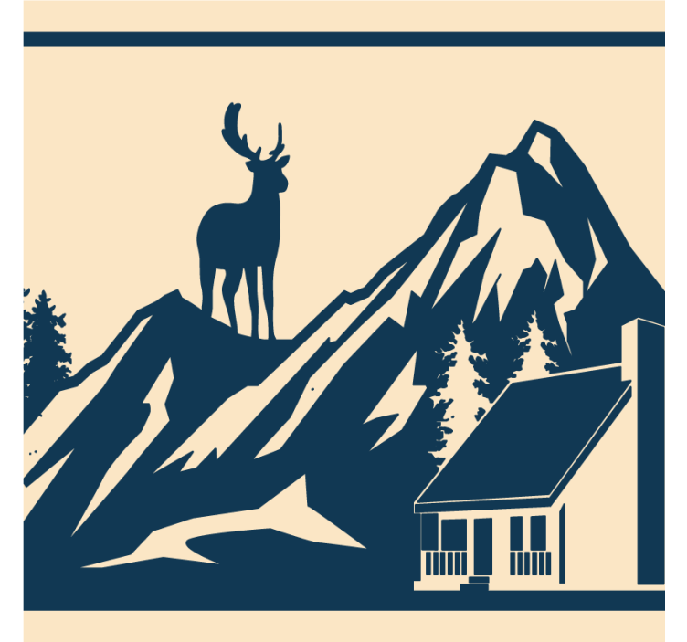 Vintage coasters mountain scene with stag - TenStickers