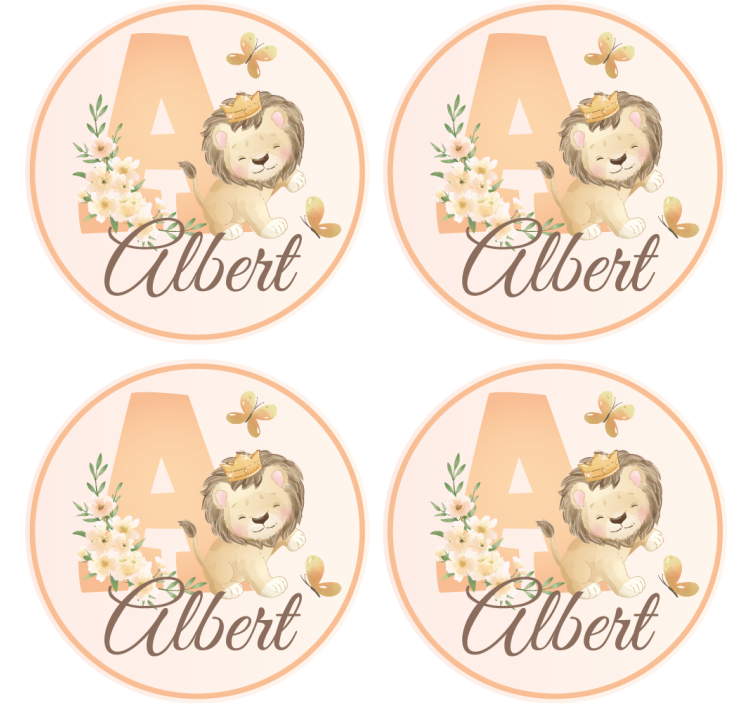 Personalisable coasters with playful lion design - TenStickers