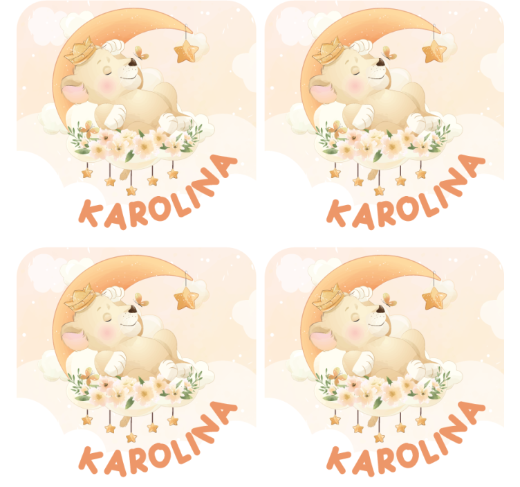 Personalisable coasters sleeping bear with stars - TenStickers