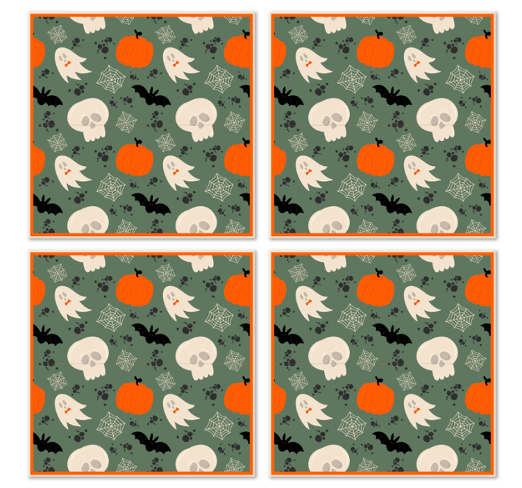 Pumpkins, ghosts and spiders Halloween coaster - TenStickers