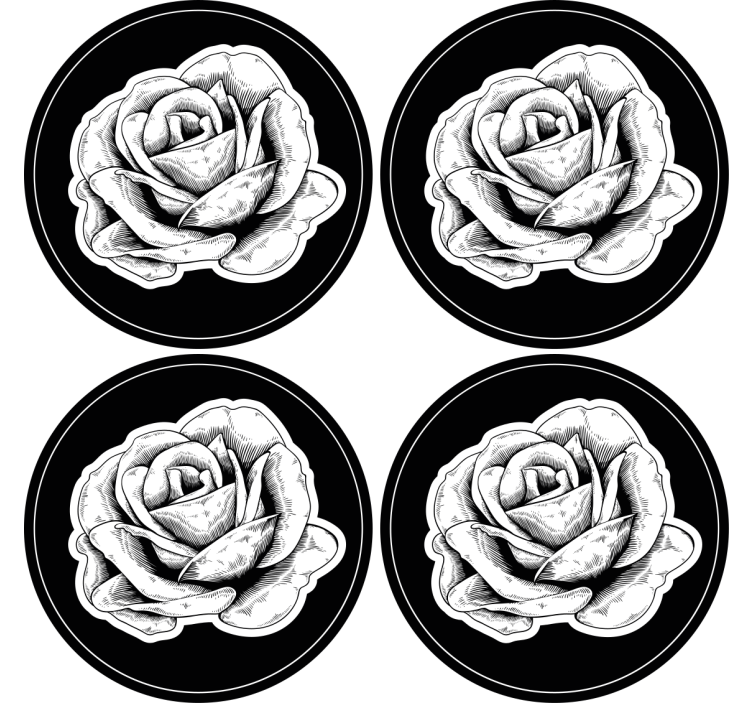 Coasters intricate black rose design - TenStickers
