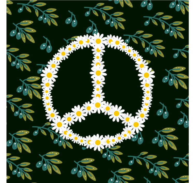 Geek coasters floral peace symbol - TenStickers