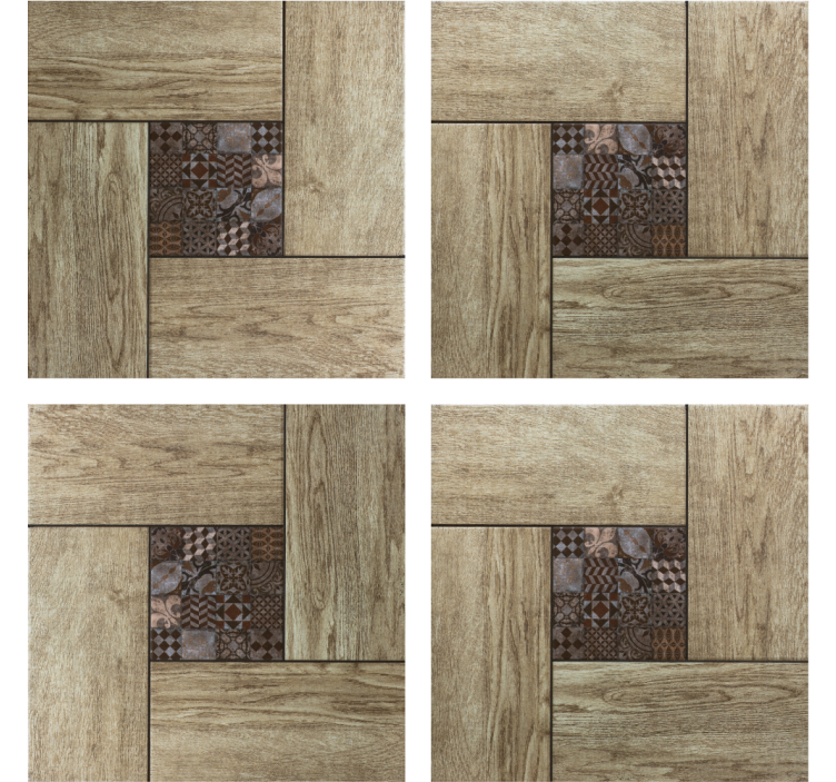 Tile coasters with wooden texture design - TenStickers