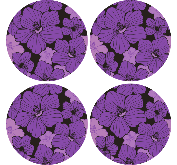 Coasters with lively purple floral design - TenStickers