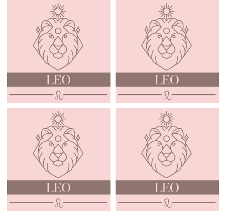 Personalisable coasters with minimalist leo emblem - TenStickers
