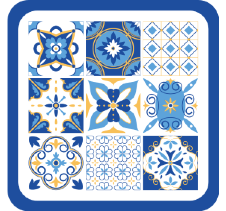 Coasters in geometric blue patterns - TenStickers
