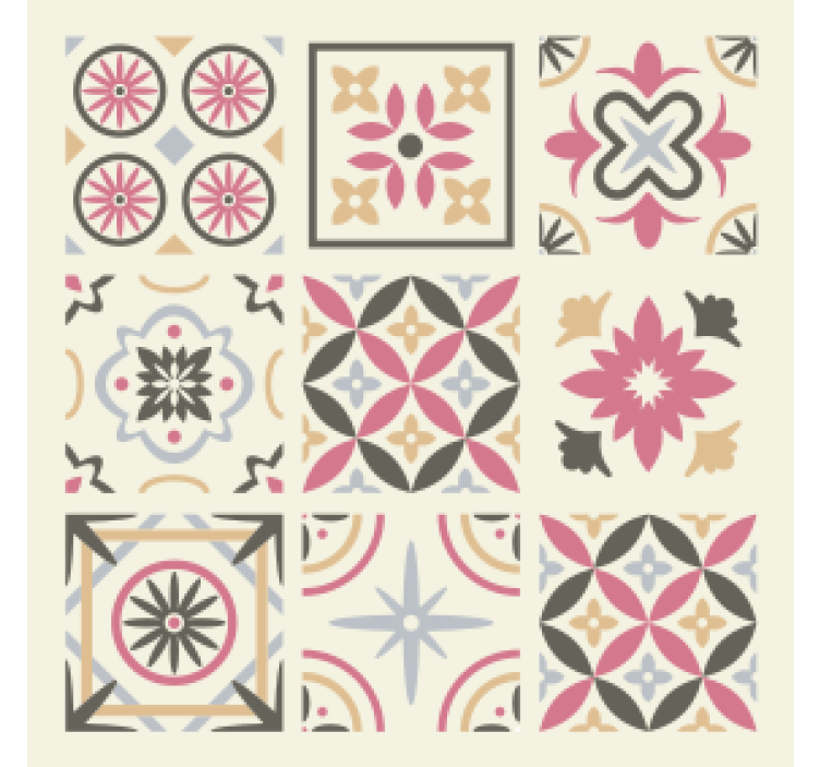 Tile coasters with geometric floral design - TenStickers