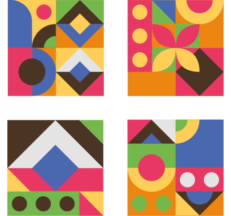 Coasters with colorful geometric shapes - TenStickers