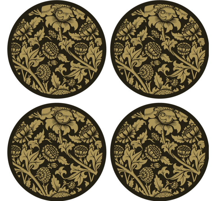 Vintage coasters floral gold design - TenStickers