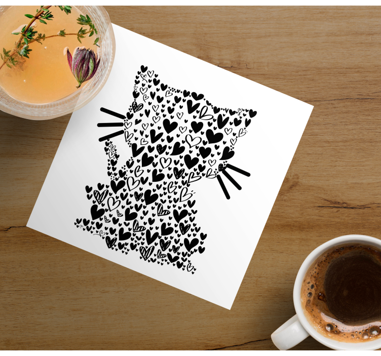 Cat hearts modern coaster - TenStickers