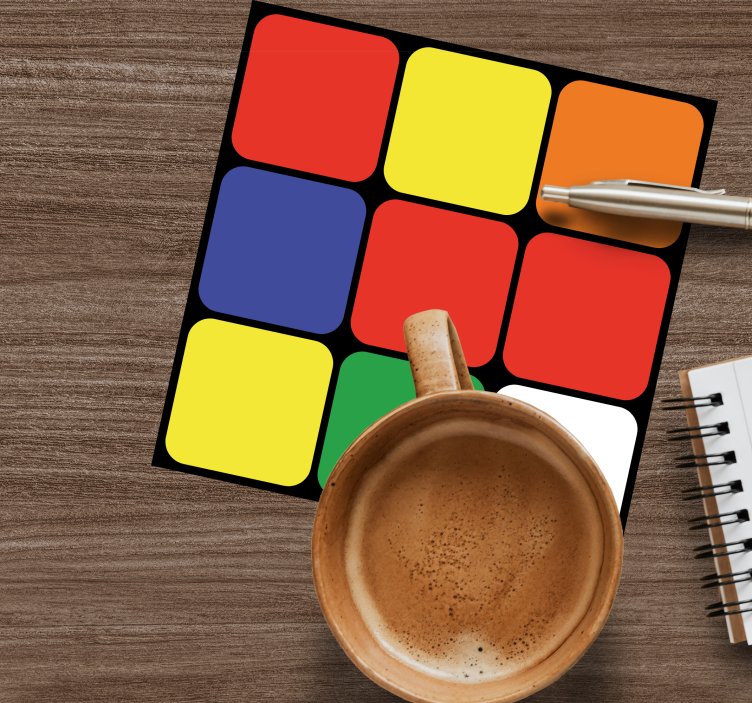 Close up Rubik's cube geek coasters - TenStickers