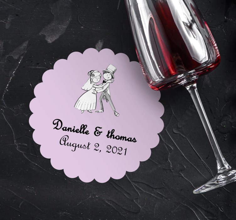 Fiancess kissing with hearts wedding coaster - TenStickers