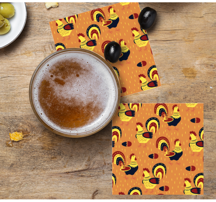 Original rooster shade colors modern coaster - TenStickers