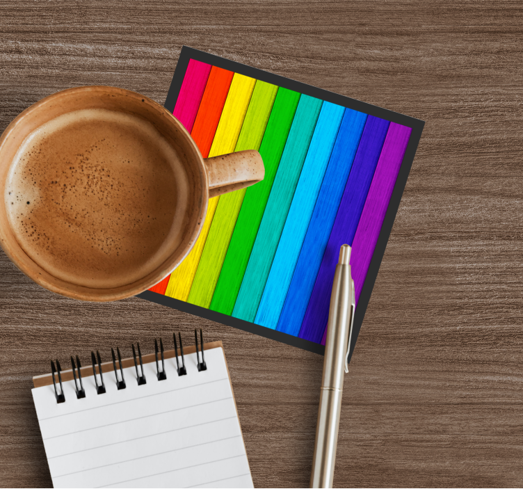 Realistic Rainbow Wooden texture coaster - TenStickers