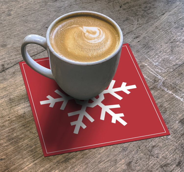 Red Snowflakes drink coaster - TenStickers