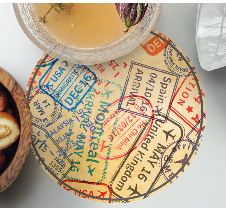 Travel Stamps modern coaster - TenStickers
