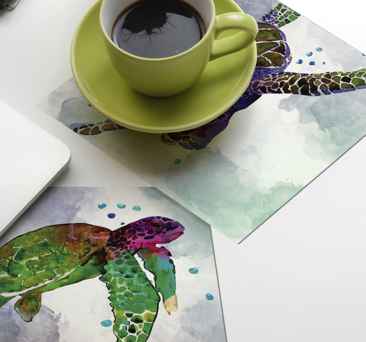 Vintage coasters colorful sea turtles - TenStickers