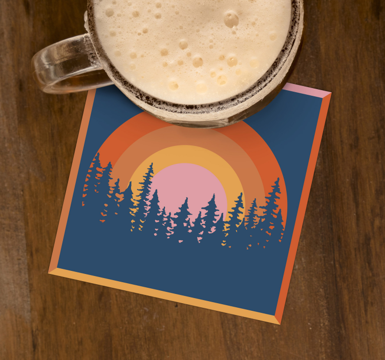 Vintage Sun and trees 70s coasters - TenStickers