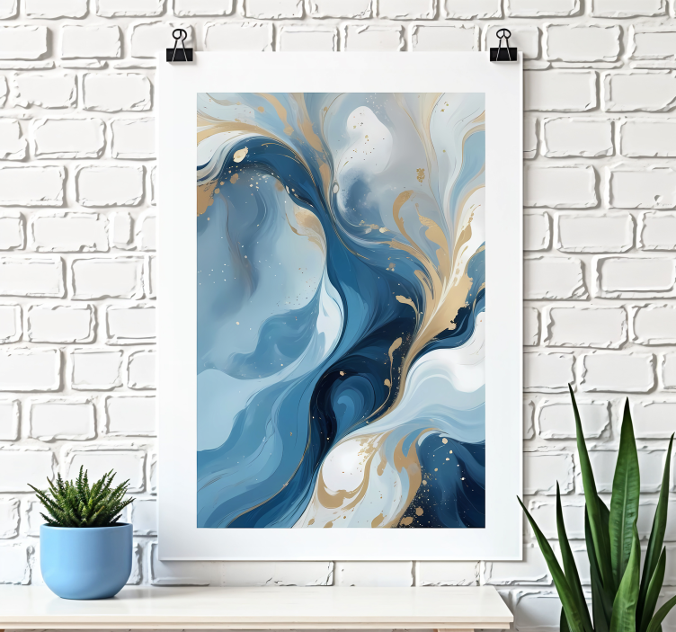Blue lagoon abstract poster - TenStickers