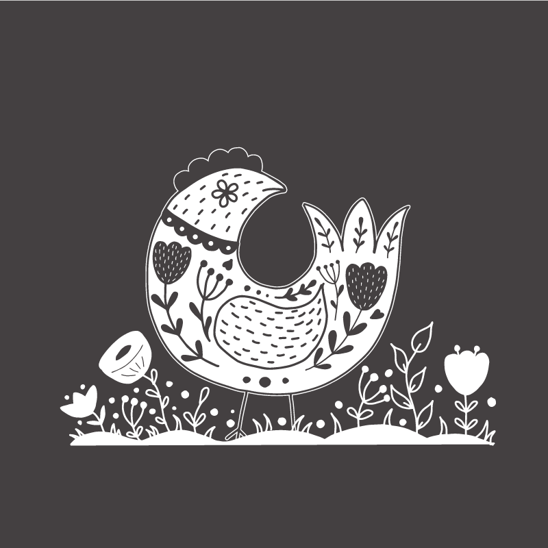 Kitchen poster proud chickens with polish floral design - TenStickers