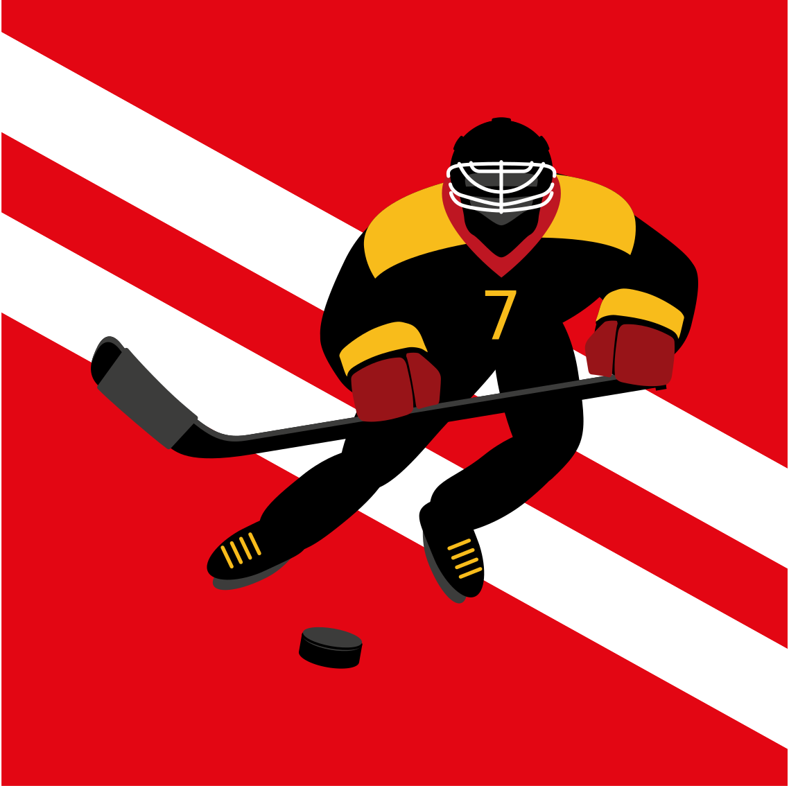 Red and yellow ice hockey poster for teenager - TenStickers