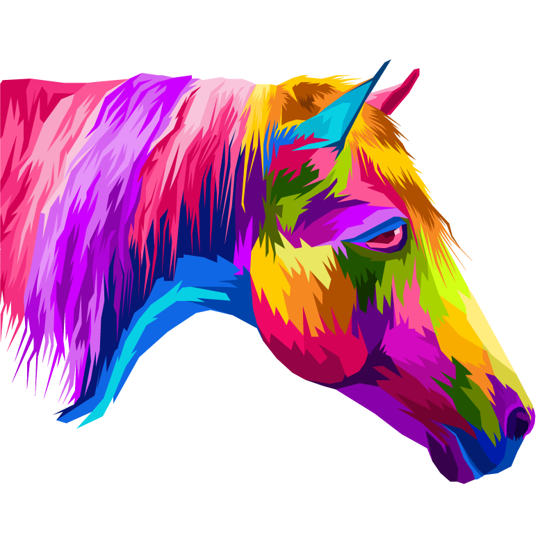 Living room poster multicolor horses - TenStickers