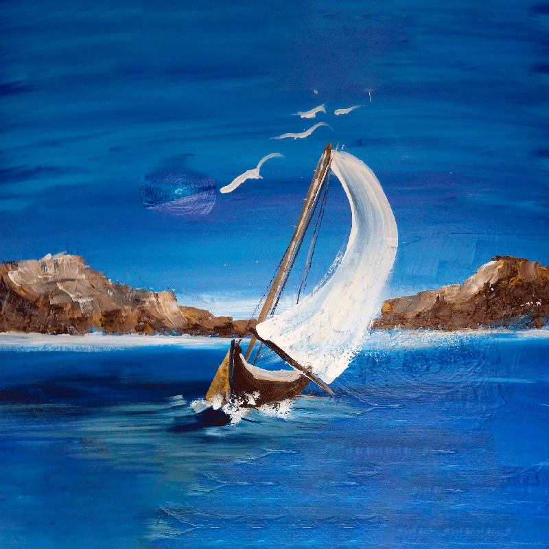 Living room poster canvas sailboats - TenStickers