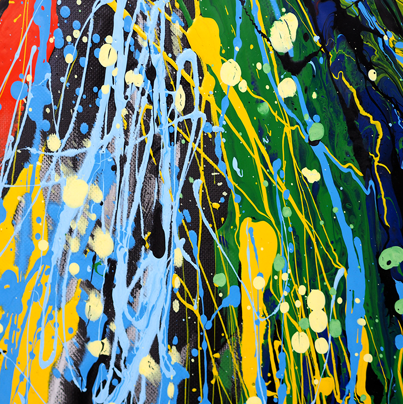 Living room poster art in rainbow color splash - TenStickers