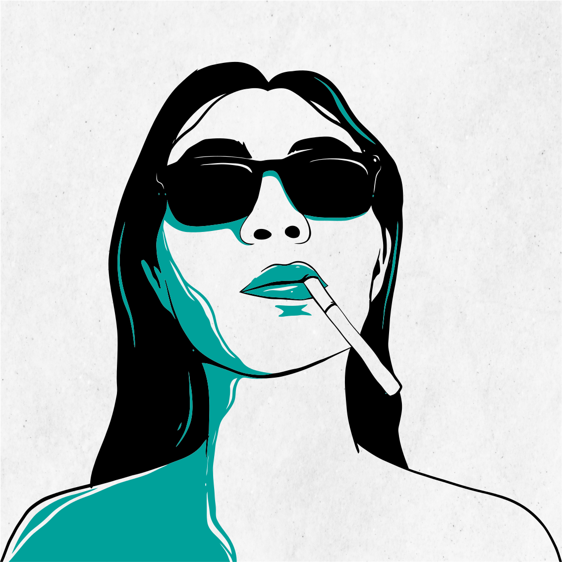Living room poster of a woman smoking face - TenStickers