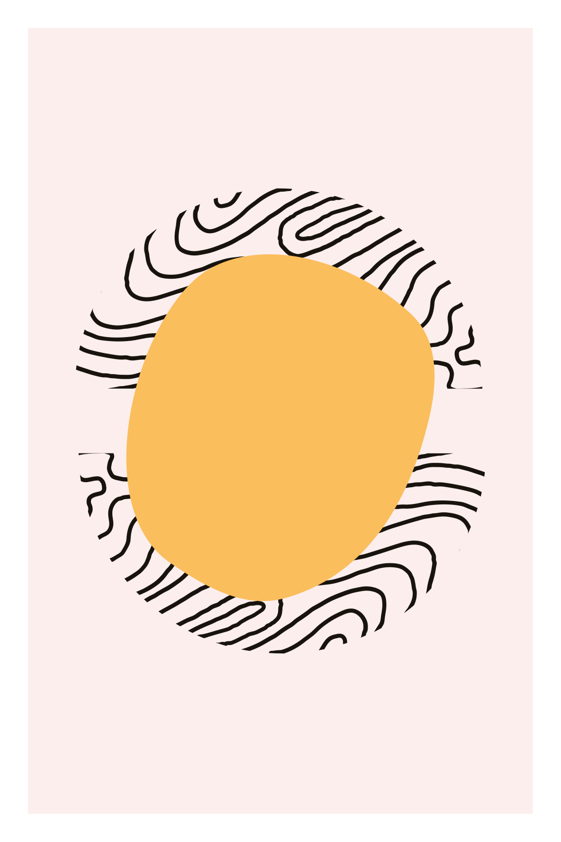 Living room poster lines and yellow shape - TenStickers