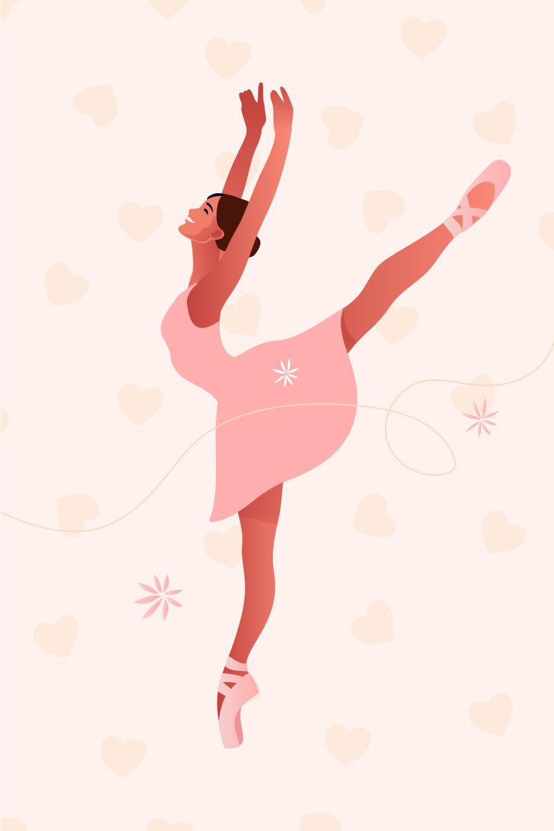 Nursery poster ballerinas with hearts - TenStickers