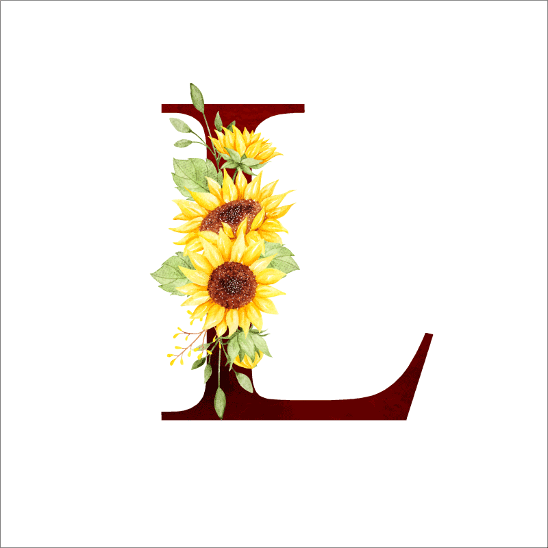 Flower poster customizable initial sunflower - TenStickers