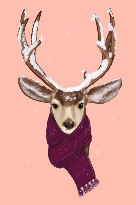 Christmas poster featuring christmas deer - TenStickers