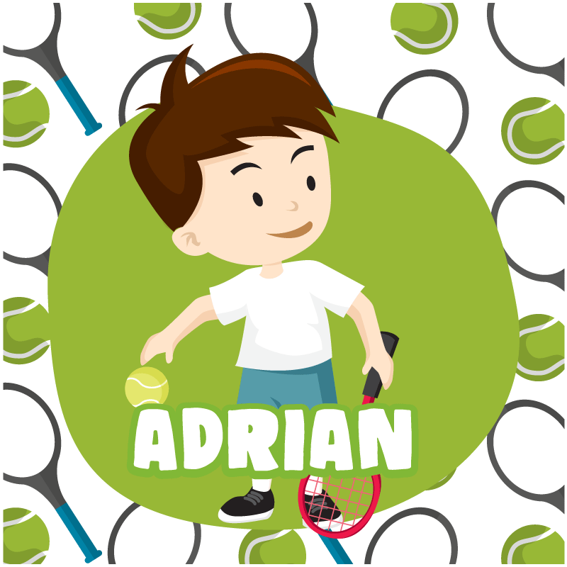 Sports poster of kid tennis player with name - TenStickers