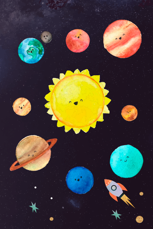 solar system for kids nursery poster - TenStickers
