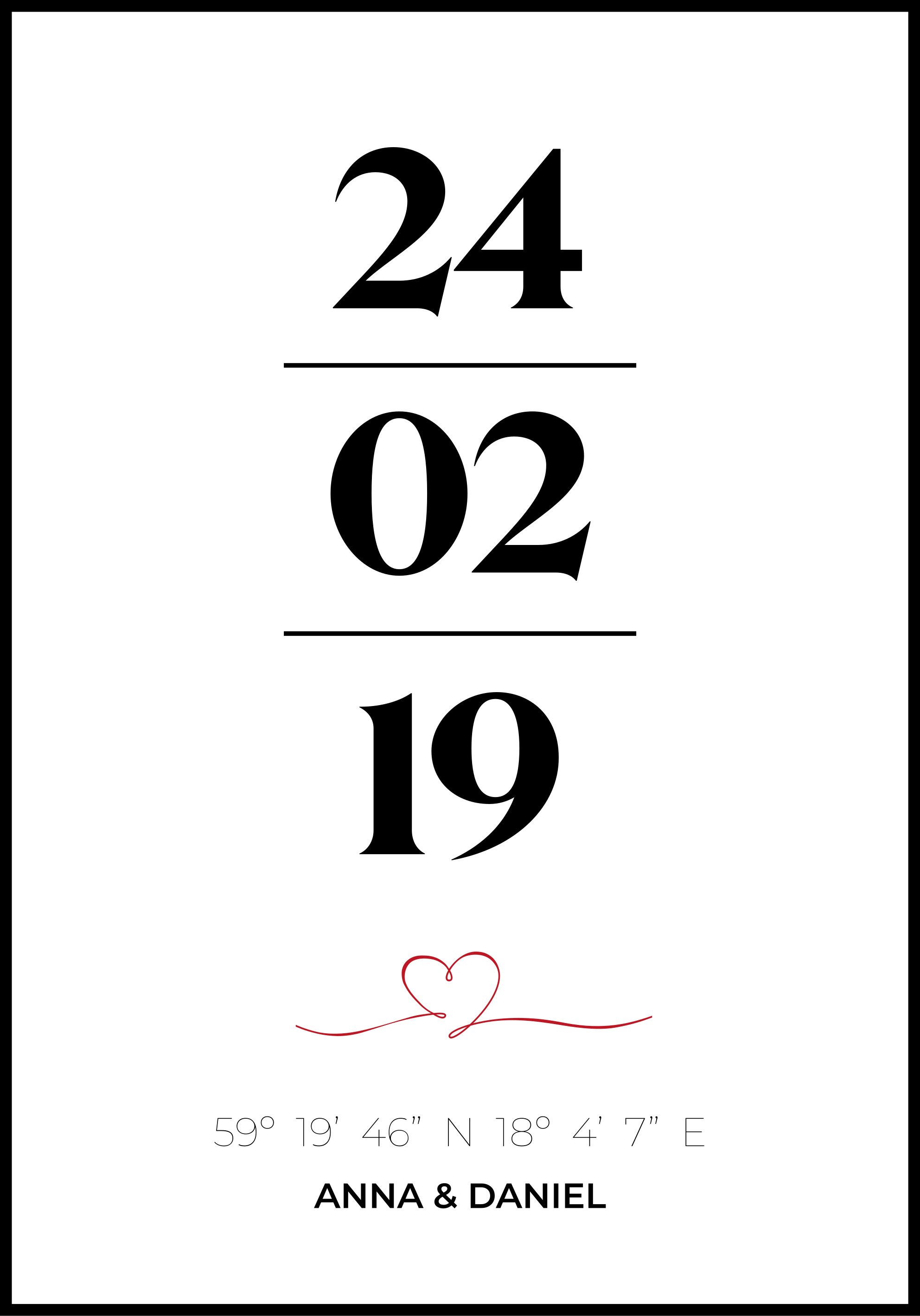 coordinates of love customisable poster - TenStickers