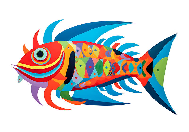 multicolor fish art poster - TenStickers