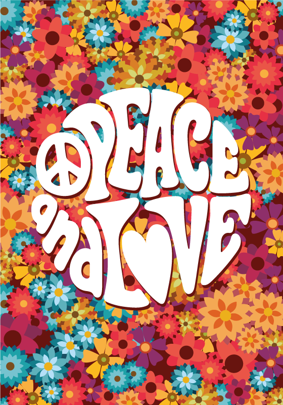 peace and love flower poster - TenStickers